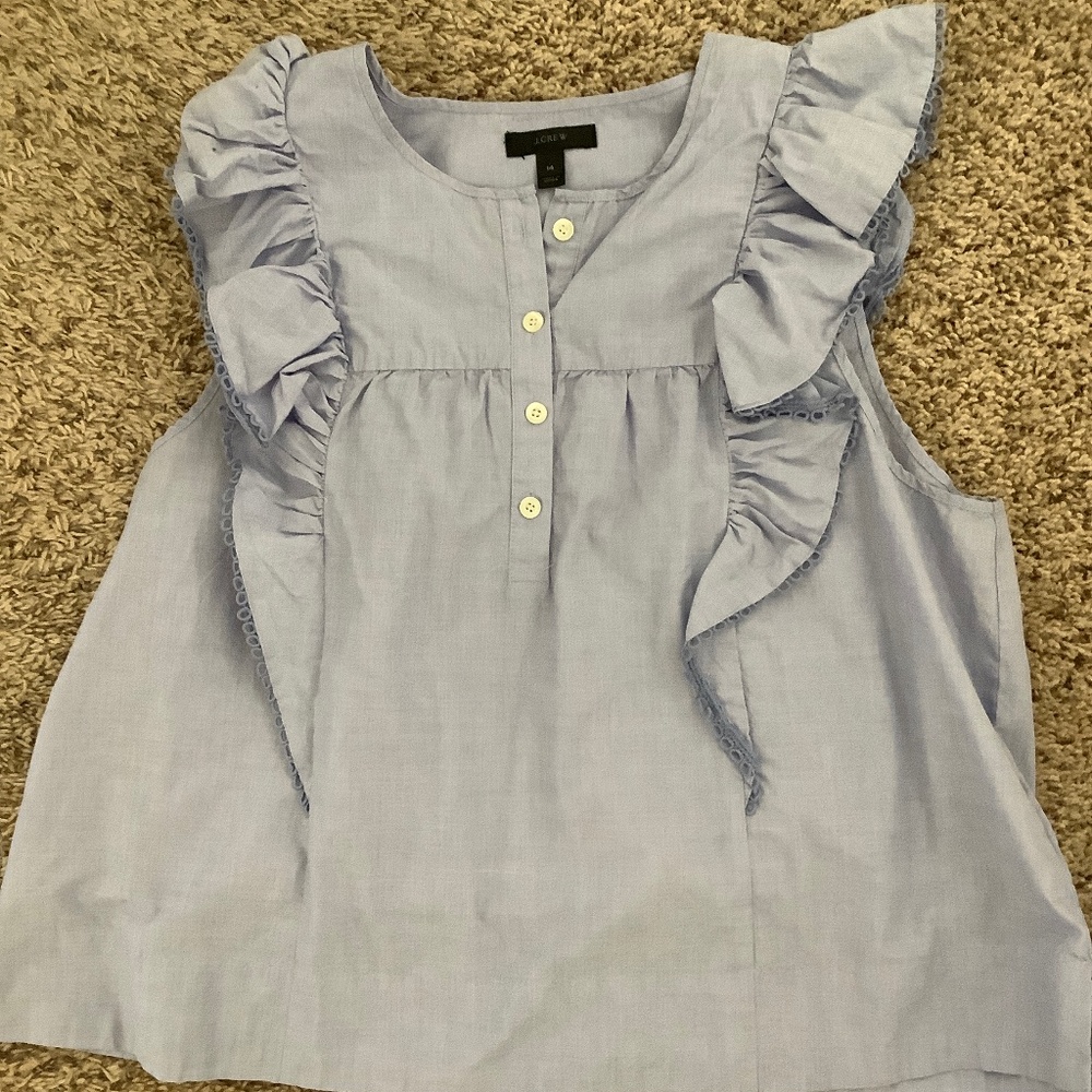 J. Crew light blue ruffled top